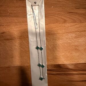 Elegant Silver and Green Clover Necklace